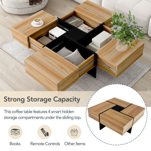 Coffee Table With 4 Storage Compartments