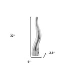 Set of Two Silver Aluminum Squiggly Vases