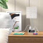 Table Lamp, 4 USB Ports, AC Power Outlets, Alarm Clock