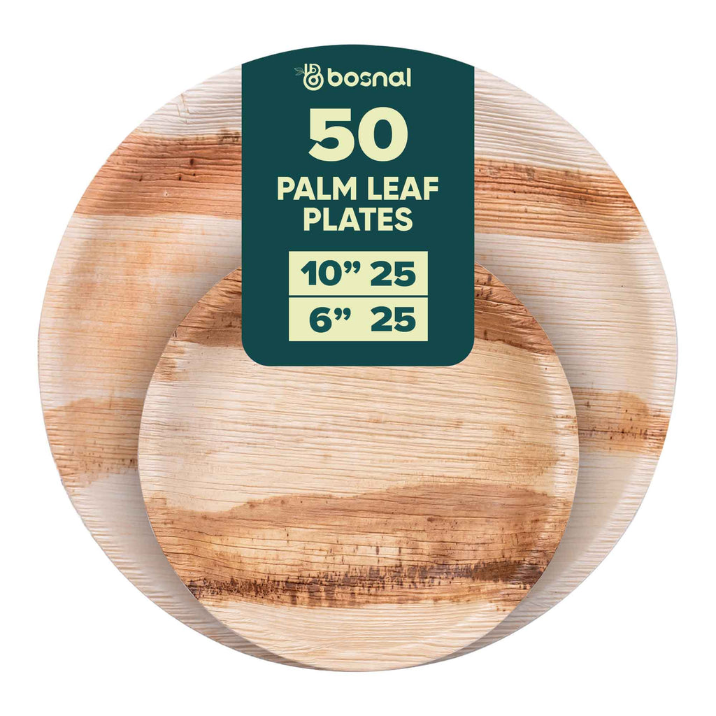 Palm Leaf Biodegradable Round Plates Combo